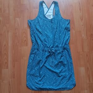 PATAGONIA Blue Fleetwith Drawcord Dress Front Pocket Dress sz M Beach Summer